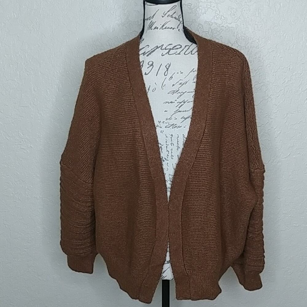 SO Goods For Life Chunky Open Front Cardigan Brown Size L